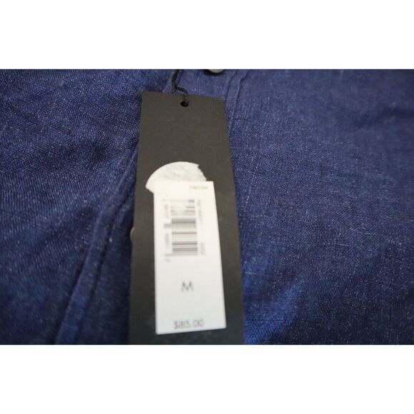 Banana Republic Men's Sz M Navy Blue Standard-Fit Button Down Linen Shirt $85 - Picture 6 of 15
